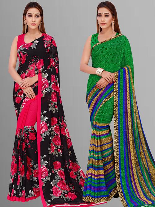 women pack of 2 casual wear sarees - 21435235 - Very Small Image - 1