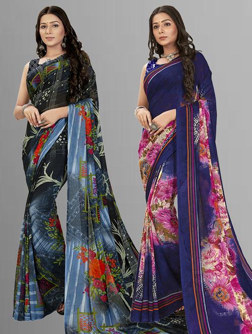women pack of 2 casual wear sarees - 21435236 - Very Small Image - 1