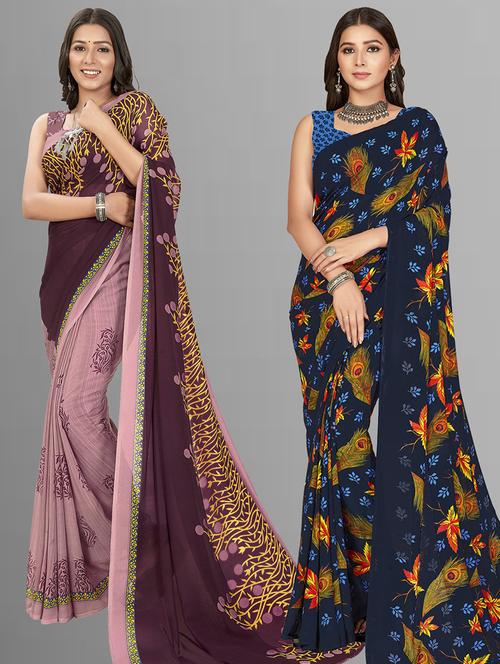 women pack of 2 casual wear sarees - 21435239 - Very Small Image - 1