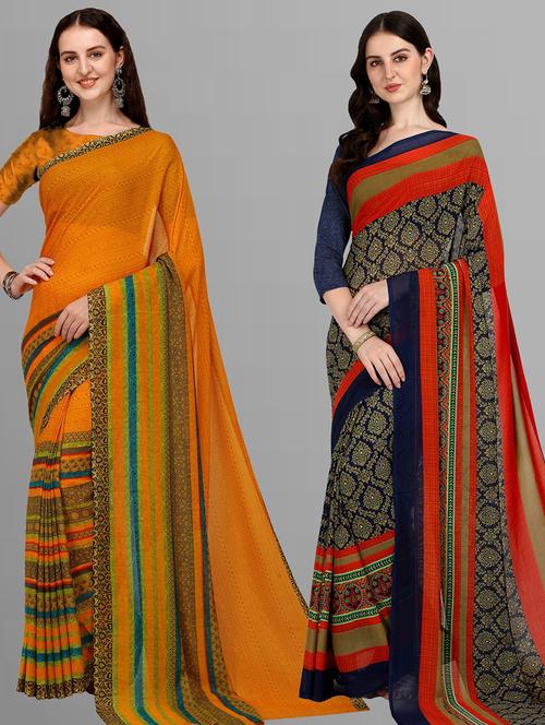 women pack of 2 casual wear sarees - 21435245 - Very Small Image - 1