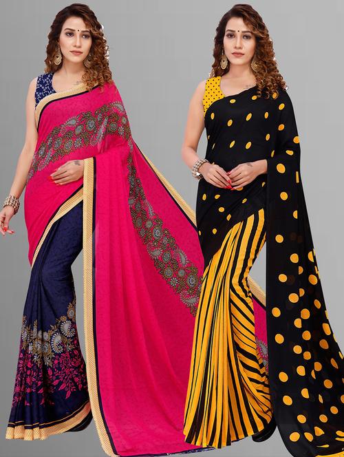 women pack of 2 casual wear sarees - 21435246 - Very Small Image - 1