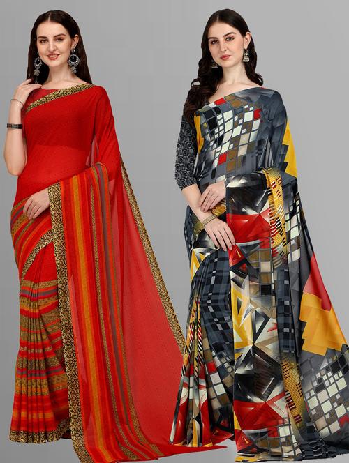 women pack of 2 casual wear combo sarees - 21435249 - Very Small Image - 1