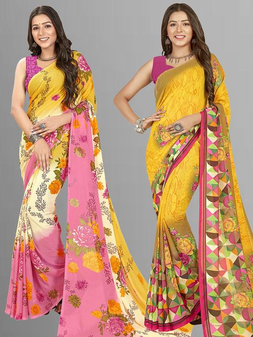 women pack of 2 casual wear sarees - 21435250 - Very Small Image - 1