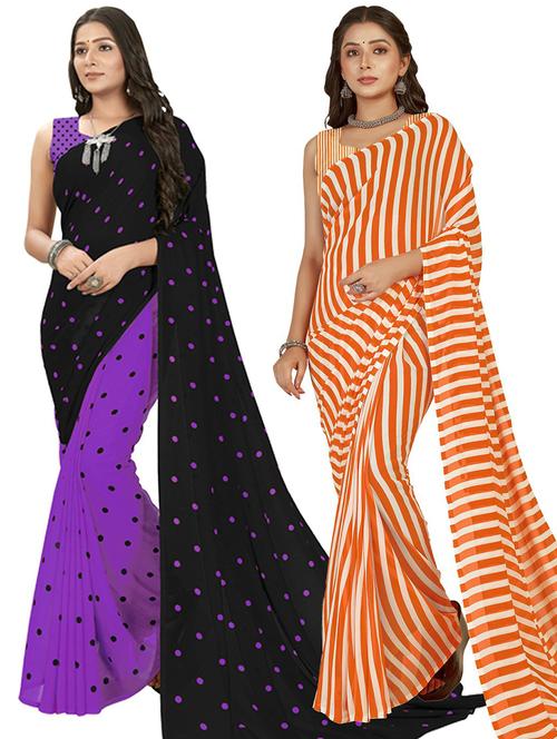women pack of 2 casual wear sarees with blouse - 21435258 - Very Small Image - 1