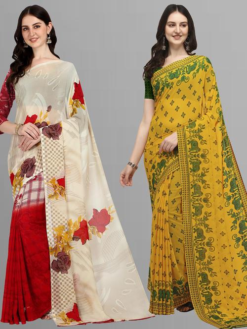 women pack of 2 casual wear combo sarees - 21435268 - Very Small Image - 1