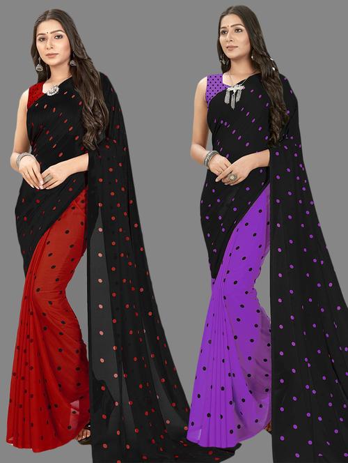 women pack of 2 casual wear combo sarees with blouse - 21435270 - Very Small Image - 1