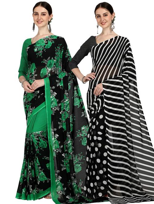 women pack of 2 casual wear sarees with blouse - 21435272 - Very Small Image - 1