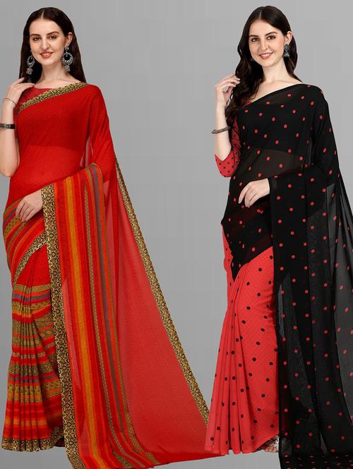 women pack of 2 casual wear sarees with blouse - 21435304 - Very Small Image - 1