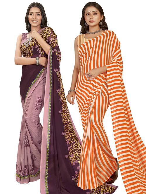 women pack of 2 casual wear combo sarees with blouse - 21435321 - Very Small Image - 1