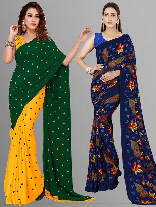 women pack of 2 casual wear combo sarees - 21435336 - Very Small Image - 1
