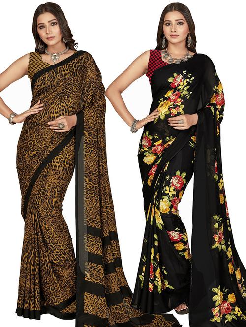women pack of 2 casual wear combo sarees - 21435345 - Very Small Image - 1