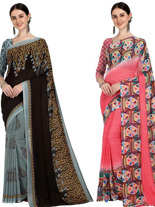 women pack of 2 casual wear combo sarees - 21435350 - Very Small Image - 1