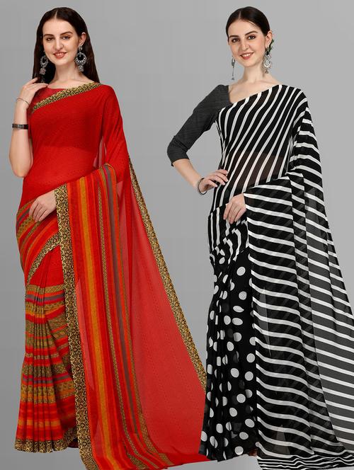 women pack of 2 casual wear combo sarees - 21435356 - Very Small Image - 1