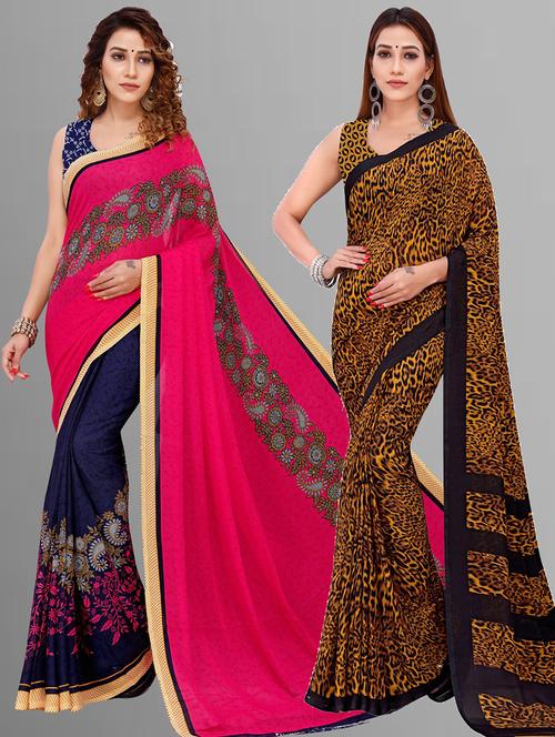 women pack of 2 casual wear sarees with blouse - 21435363 - Very Small Image - 1