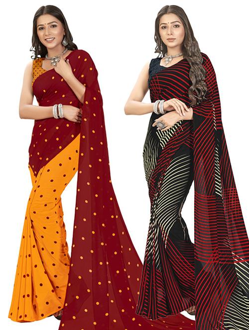 women pack of 2 casual wear sarees with blouse - 21435369 - Very Small Image - 1
