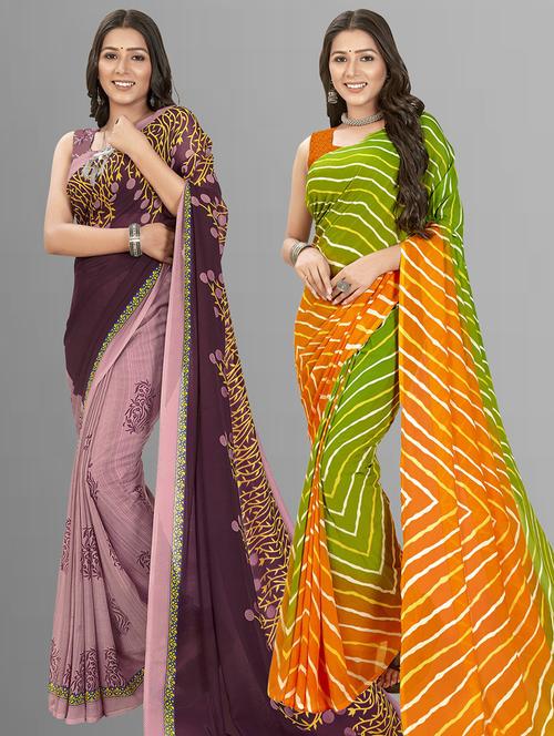 women pack of 2 casual wear combo sarees with blouse - 21435376 - Very Small Image - 1