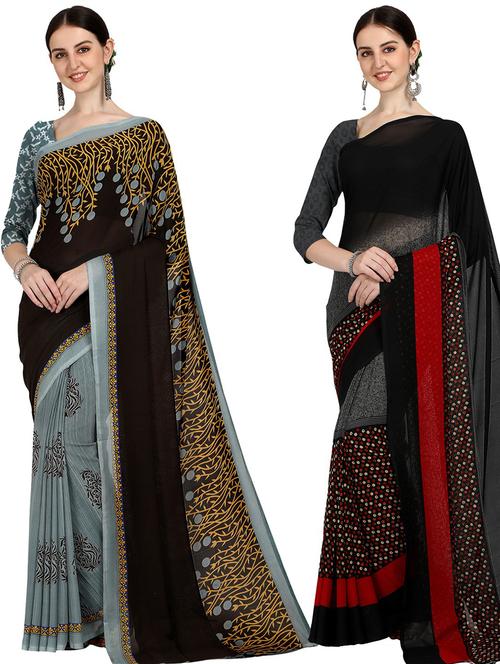 women pack of 2 casual wear sarees with blouse - 21435383 - Very Small Image - 1