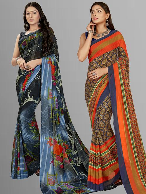 women pack of 2 casual wear combo sarees - 21435414 - Very Small Image - 1