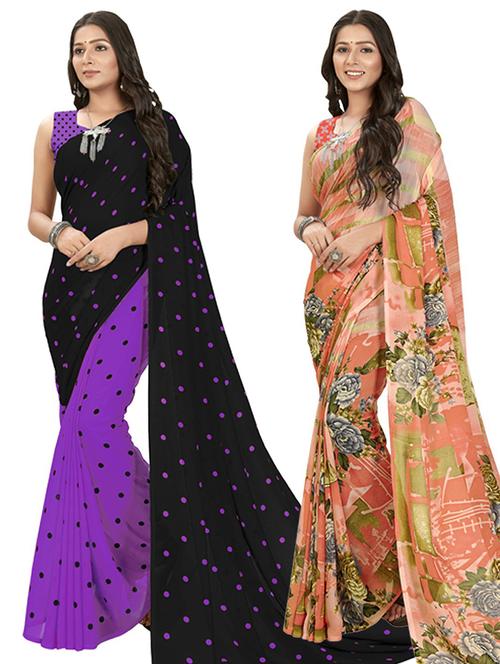 women pack of 2 casual wear combo sarees - 21435418 - Very Small Image - 1