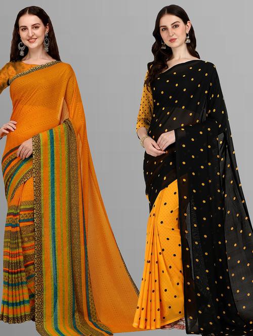 women pack of 2 casual wear sarees with blouse - 21435426 - Very Small Image - 1