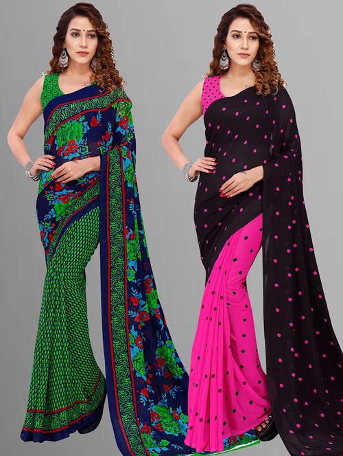women pack of 2 casual wear combo sarees with blouse - 21435429 - Very Small Image - 1