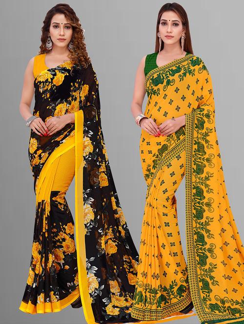 women pack of 2 casual wear sarees with blouse - 21435431 - Very Small Image - 1