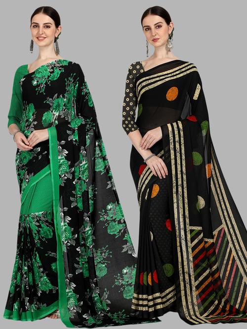 women pack of 2 casual wear combo sarees with blouse - 21435453 - Very Small Image - 1