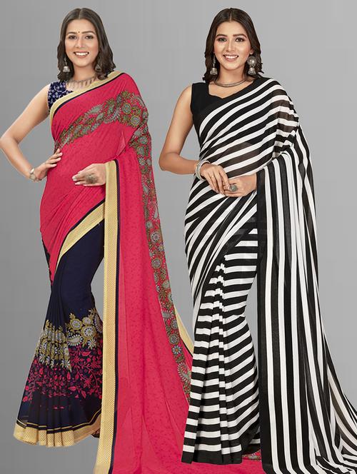 women pack of 2 casual wear sarees with blouse - 21435457 - Very Small Image - 1