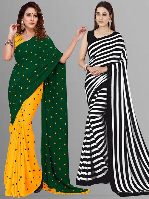 women pack of 2 casual wear combo sarees with blouse - 21435464 - Very Small Image - 1