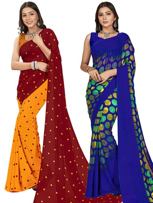 women pack of 2 casual wear sarees with blouse - 21435483 - Very Small Image - 1