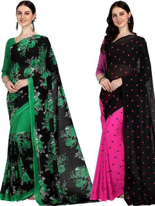 women pack of 2 casual wear sarees with blouse - 21435490 - Very Small Image - 1
