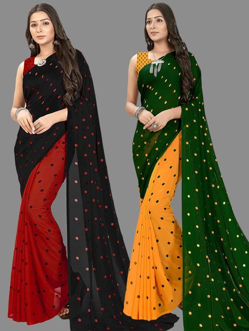 women pack of 2 casual wear combo sarees with blouse - 21435495 - Very Small Image - 1
