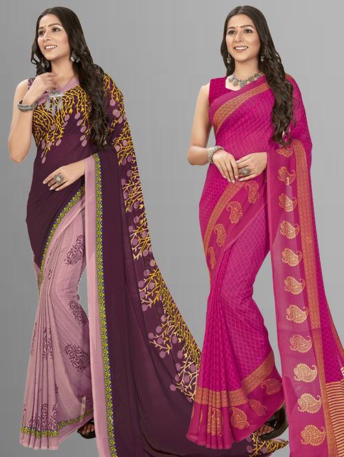 women pack of 2 casual wear combo sarees with blouse - 21435500 - Very Small Image - 1