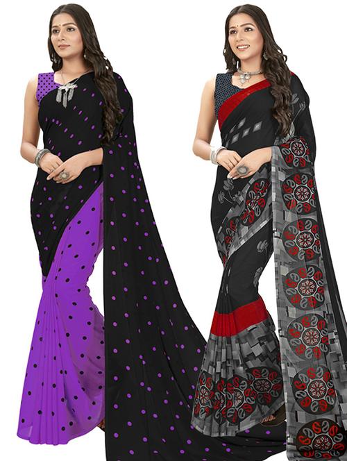 women pack of 2 casual wear sarees with blouse - 21435503 - Very Small Image - 1