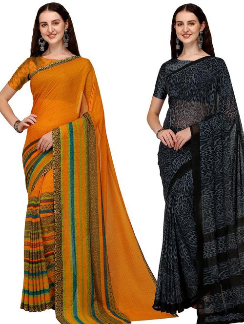 women pack of 2 casual wear sarees with blouse - 21435508 - Very Small Image - 1