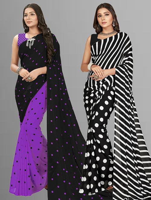 women pack of 2 casual wear sarees with blouse - 21435515 - Very Small Image - 1