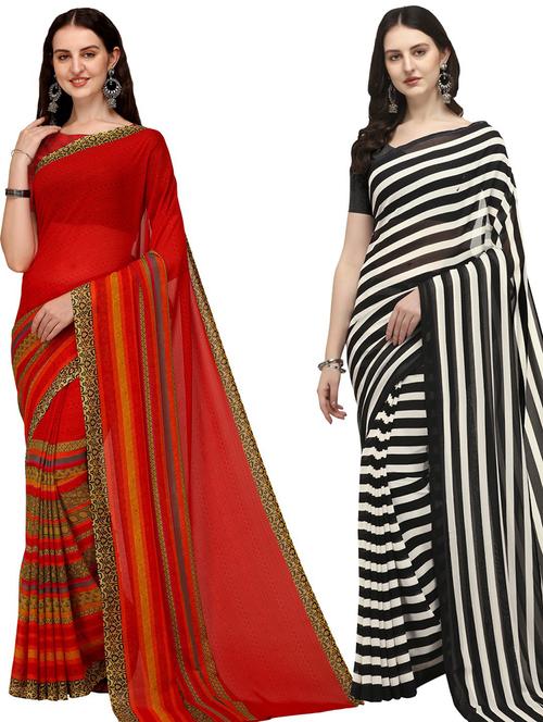 women pack of 2 casual wear sarees with blouse - 21435517 - Very Small Image - 1