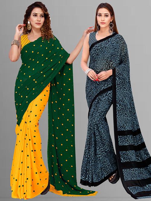 women pack of 2 casual wear sarees with blouse - 21435524 - Very Small Image - 1
