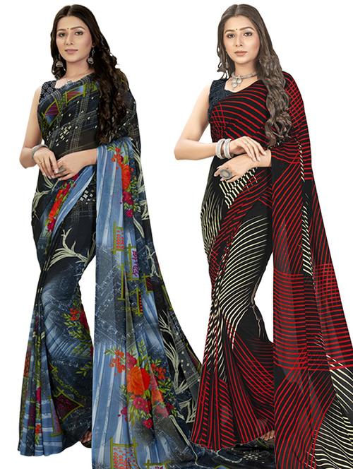women pack of 2 casual wear combo sarees - 21435550 - Very Small Image - 1