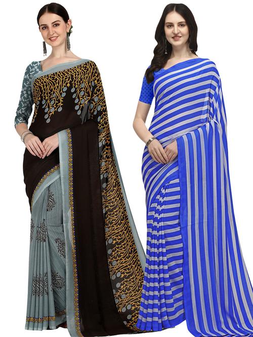 women pack of 2 casual wear combo sarees with blouse - 21435563 - Very Small Image - 1