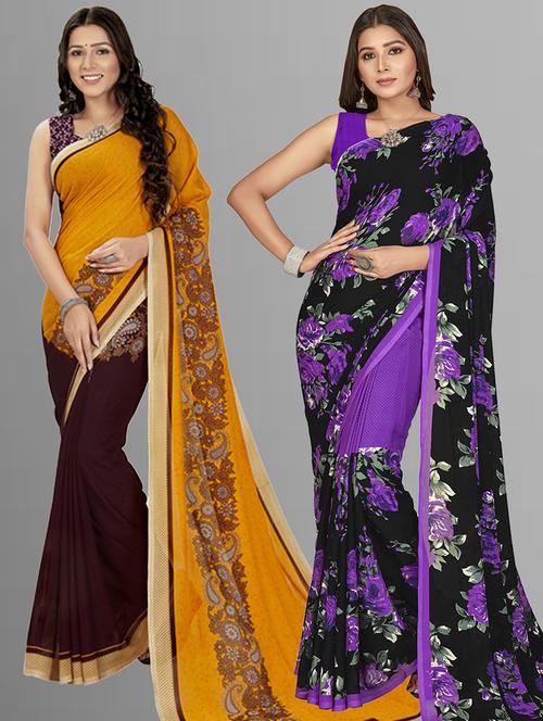 women pack of 2 casual wear sarees with blouse - 21435571 - Very Small Image - 1