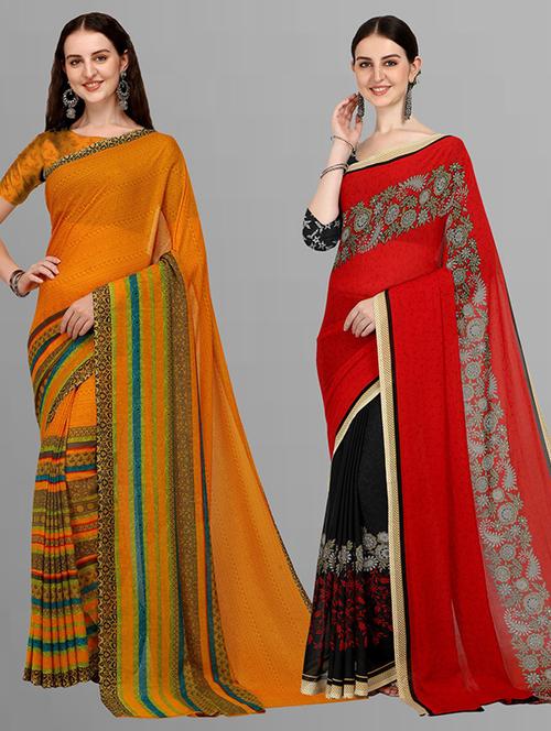 women pack of 2 casual wear sarees - 21435617 - Very Small Image - 1