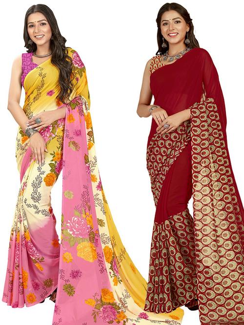 women pack of 2 casual wear sarees - 21435618 - Very Small Image - 1