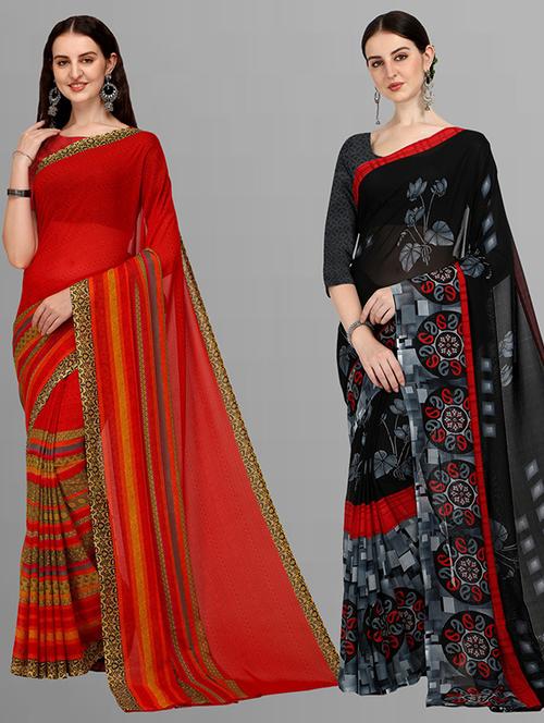 women pack of 2 casual wear sarees - 21435625 - Very Small Image - 1