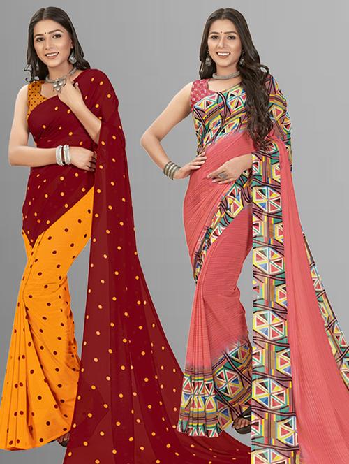 pack of 2 printed sarees - 21435642 - Very Small Image - 1