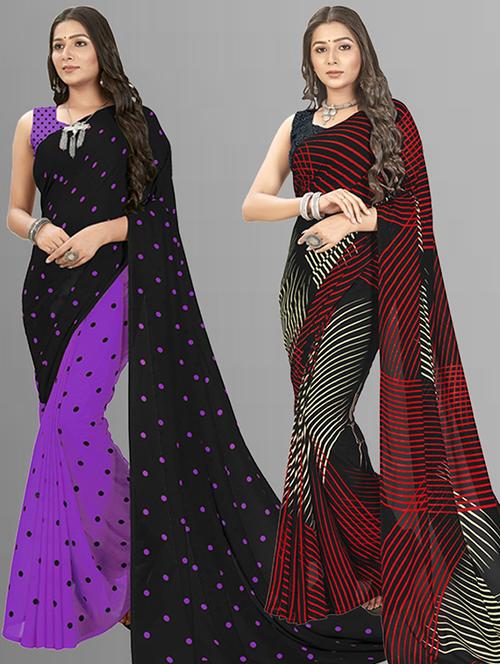 women pack of 2 casual wear sarees with blouse - 21435645 - Very Small Image - 1