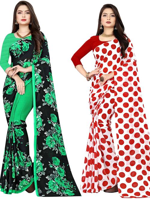 women pack of 2 printed casual sarees - 21435647 - Very Small Image - 1