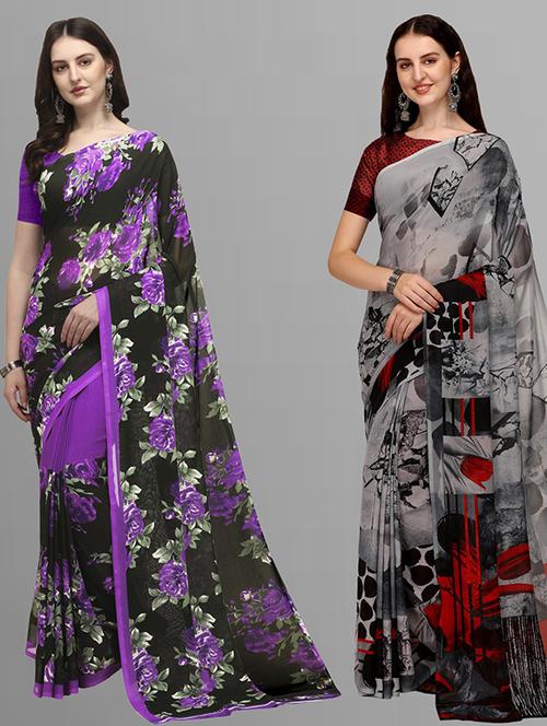 women pack of 2 casual wear sarees - 21435652 - Very Small Image - 1