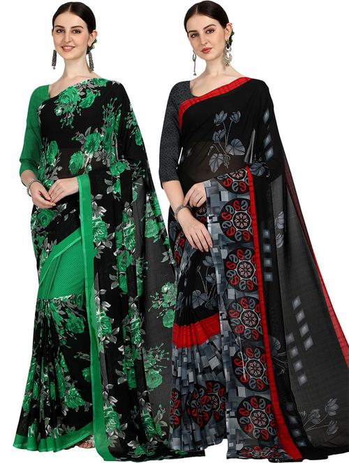 women pack of 2 printed casual sarees - 21435654 - Very Small Image - 1