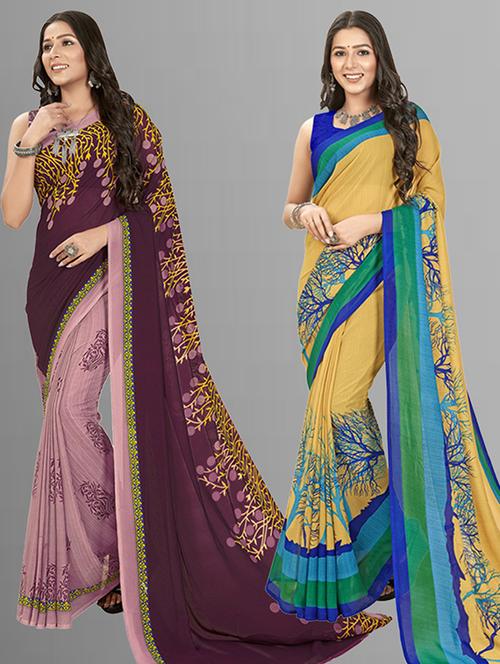 women pack of 2 casual wear sarees - 21435655 - Very Small Image - 1